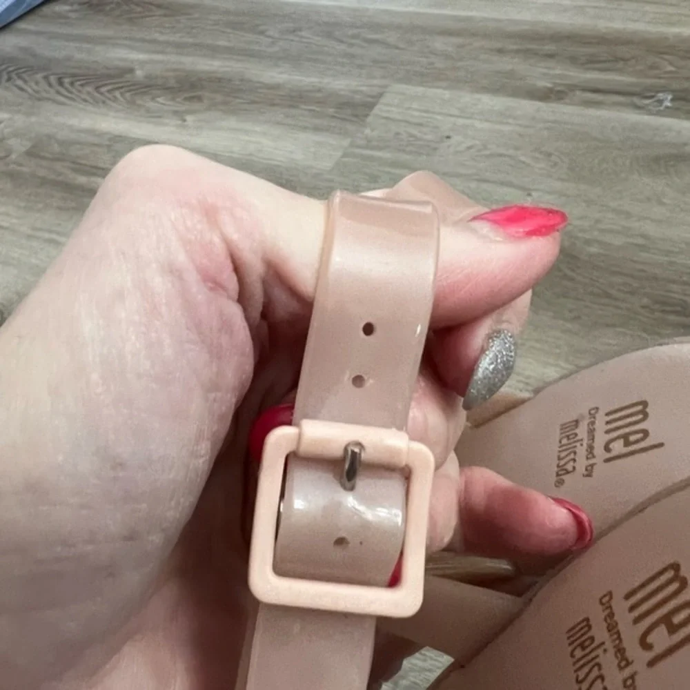 Mel Dreamed by Melissa Blush Gel Sandals with Block Heels